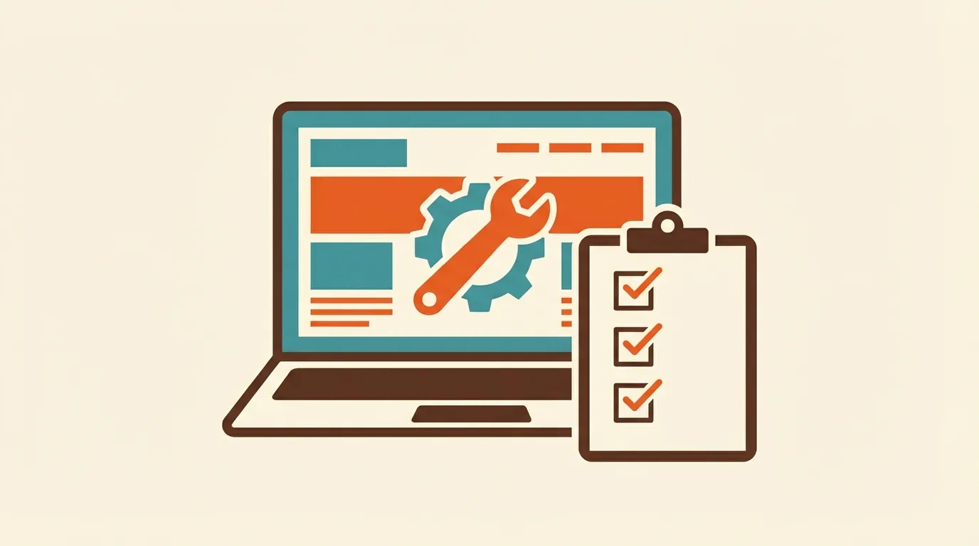 Website maintenance checklist on laptop screen