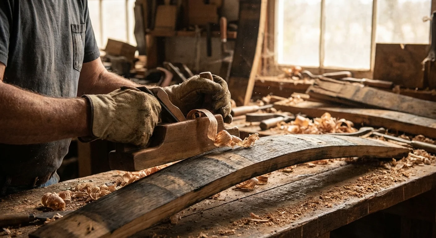 Jim Woodford crafting bourbon barrel products