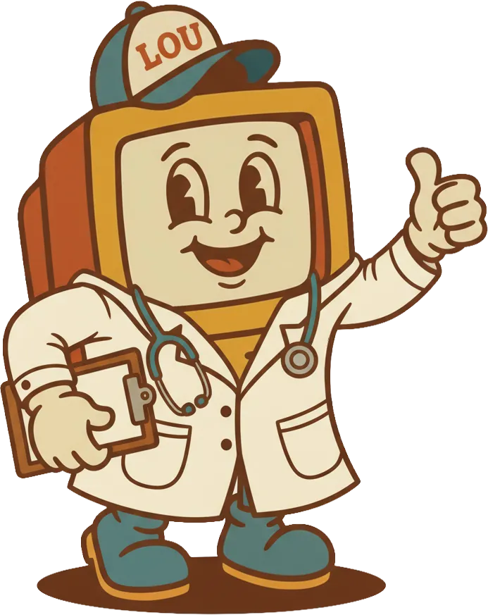Lou mascot for healthcare websites