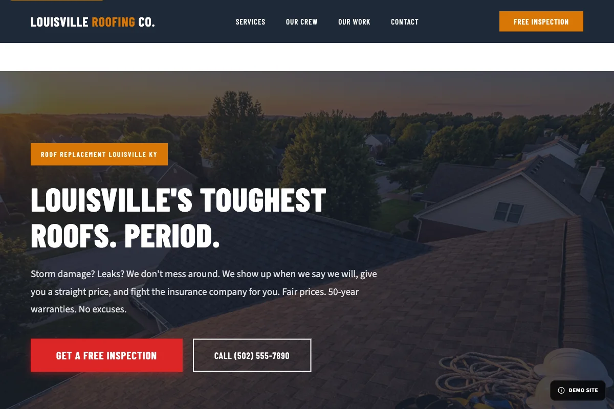 Louisville Roofing Co. website preview